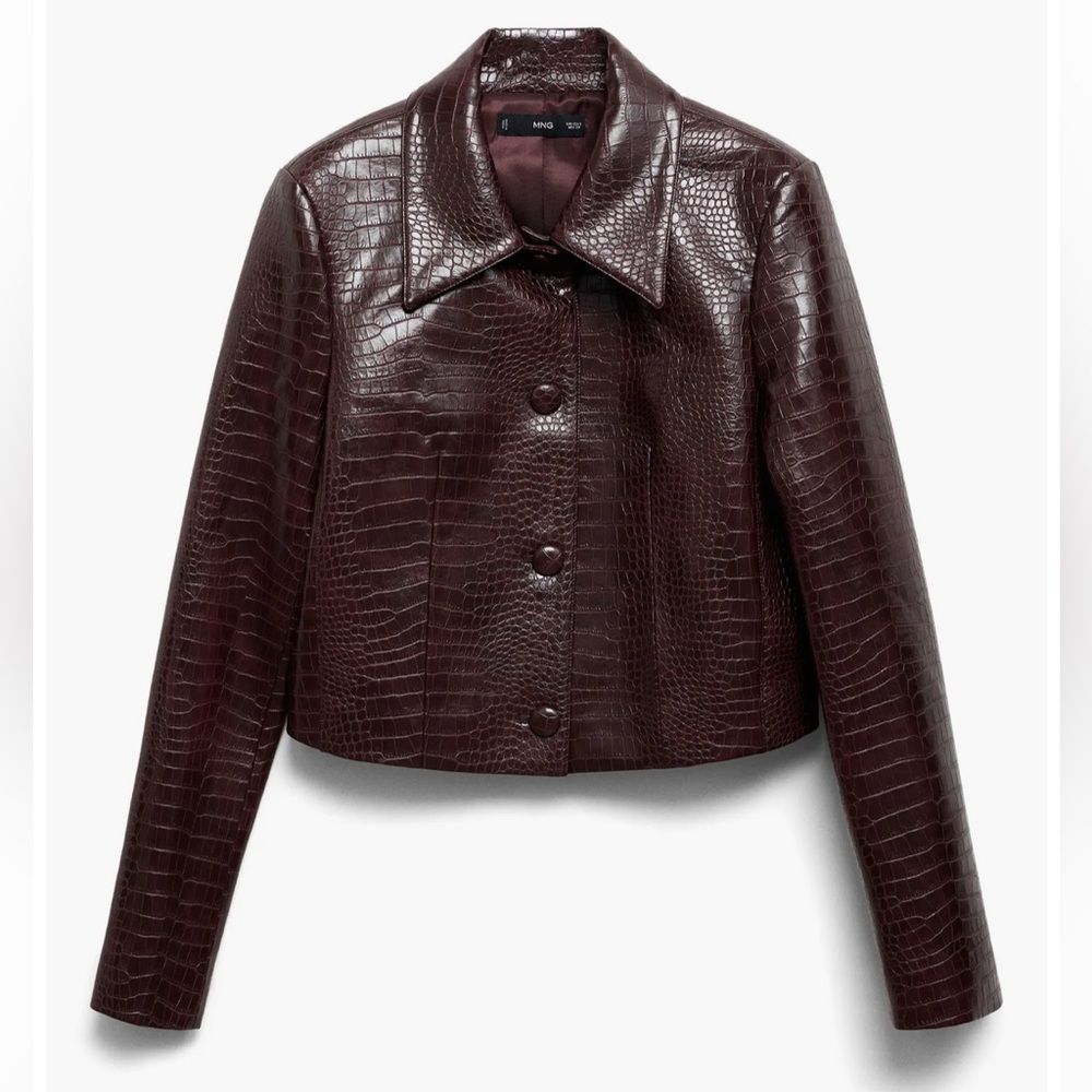 Must Go‼️ NWT Mango Sold Out Doris Croc Faux Leather Jacket. Read Description